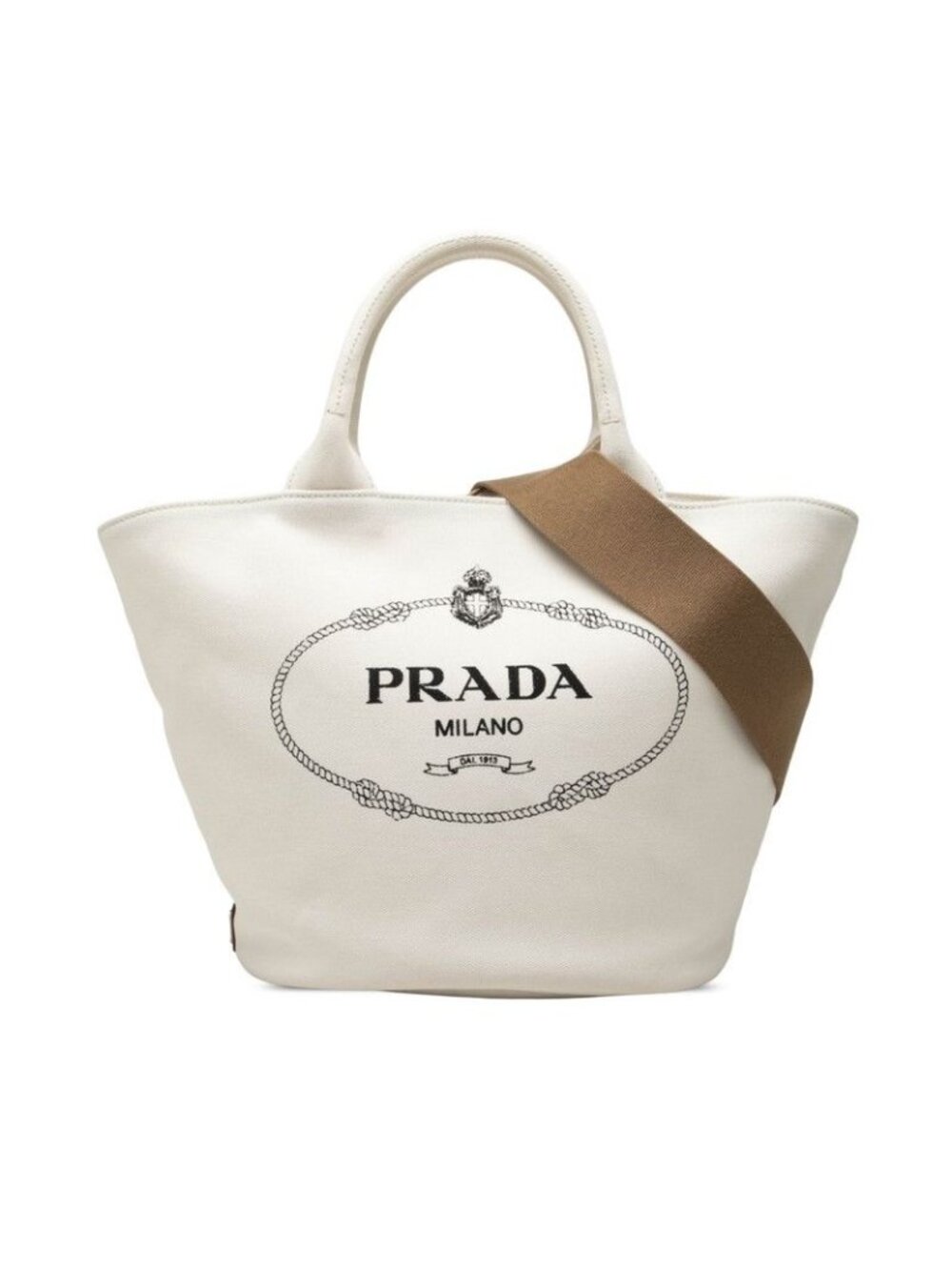 Prada Canapa Tote Shoulder Bag White Canvas